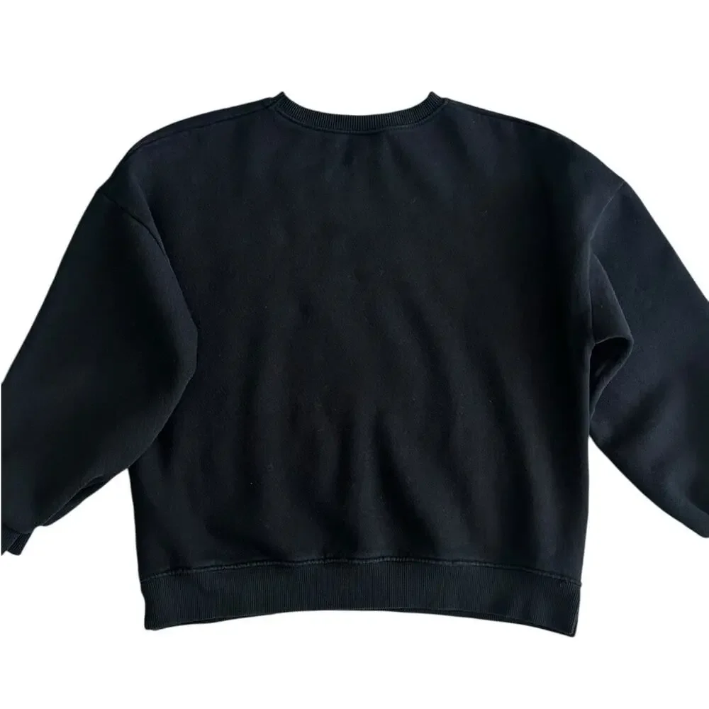 ZARA Girls Black Sweatshirt with Embroidered Flowers Size 11-12y